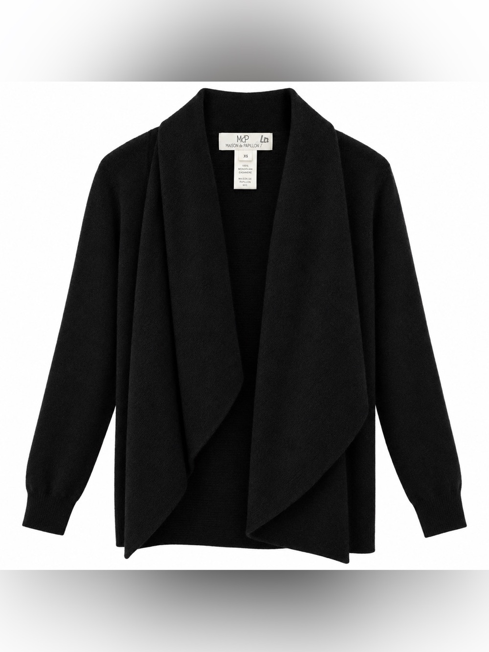 Maison de Papillon Women XS 100% Mongolian Cashmere Black Oversized Cardigan